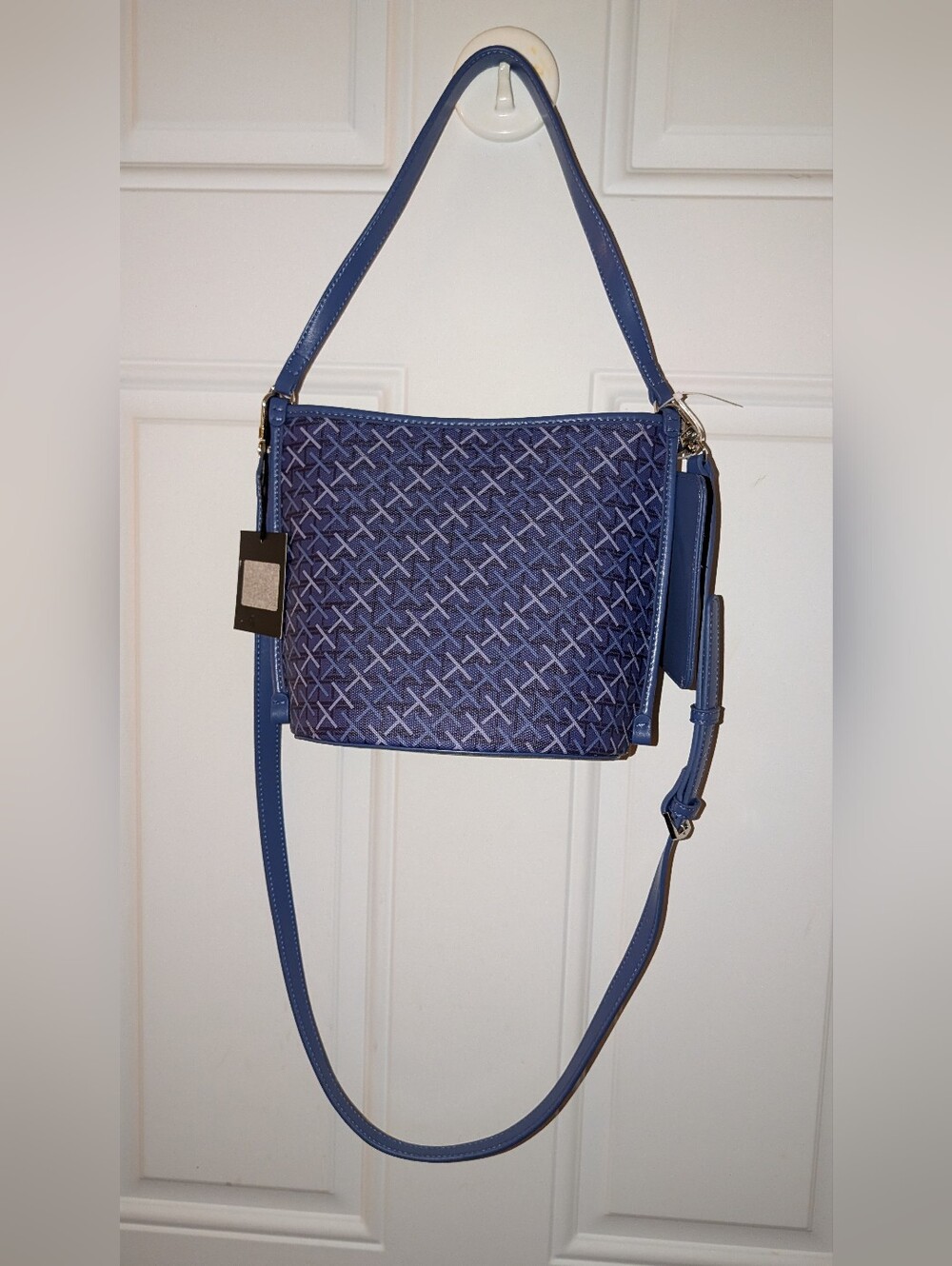 Tahari Vegan PVC Water Resistant Satchel Blue Multi NWT